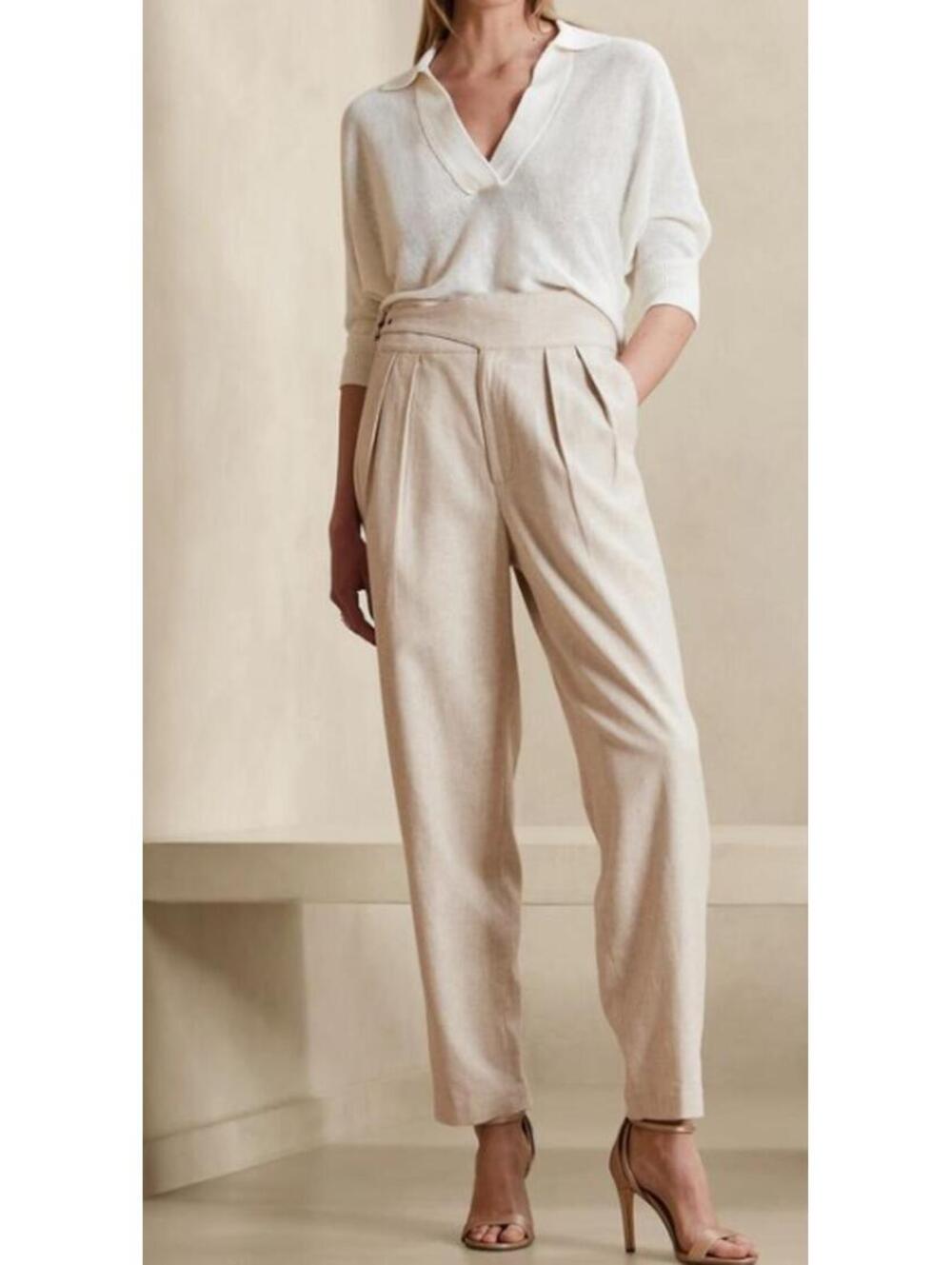 Banana Republic Herringbone Linen-Blend Seafarer Trouser Pant - Women's 14, NWOT